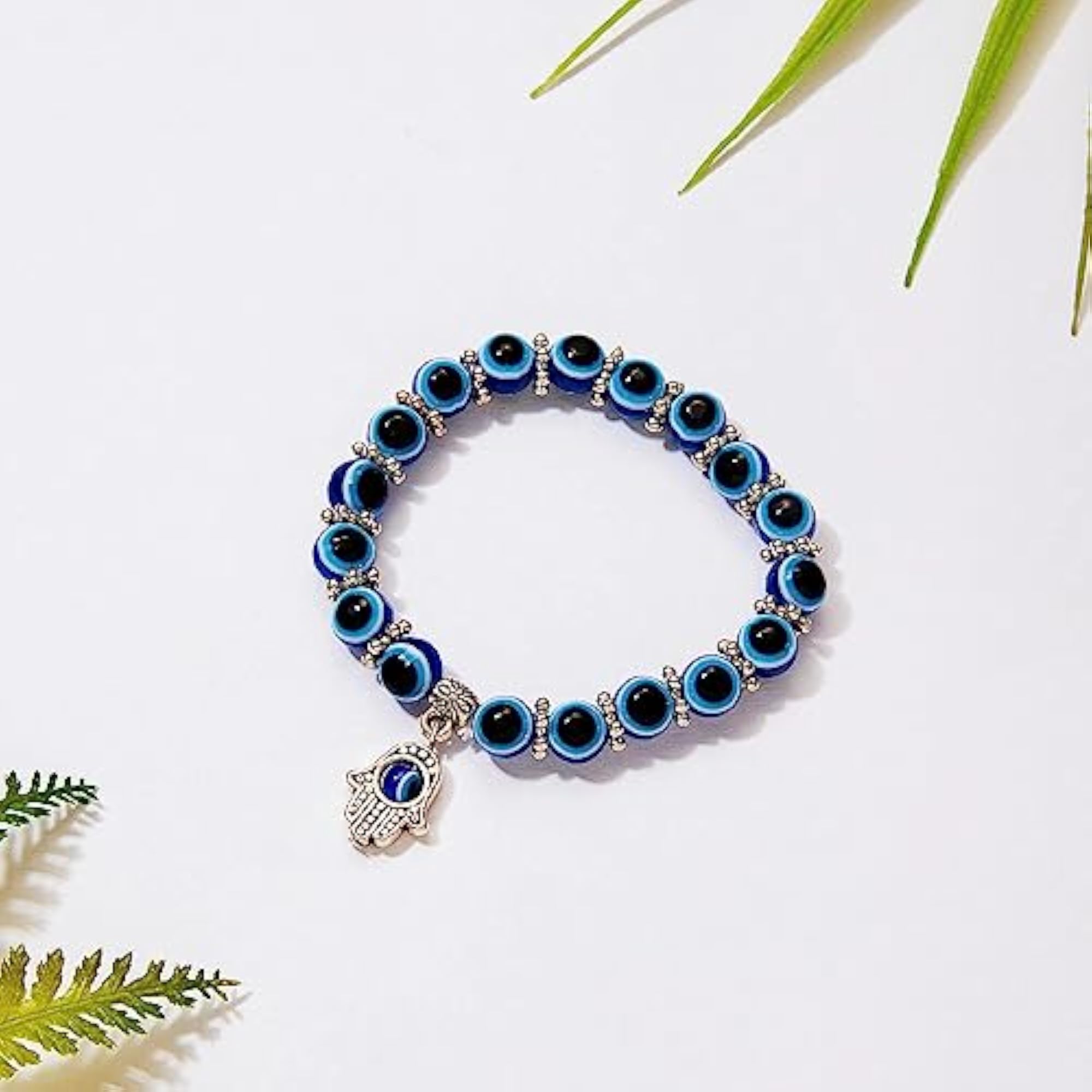 Evil Eye Silver Chain Pendant with Bracelet and Ring Combo